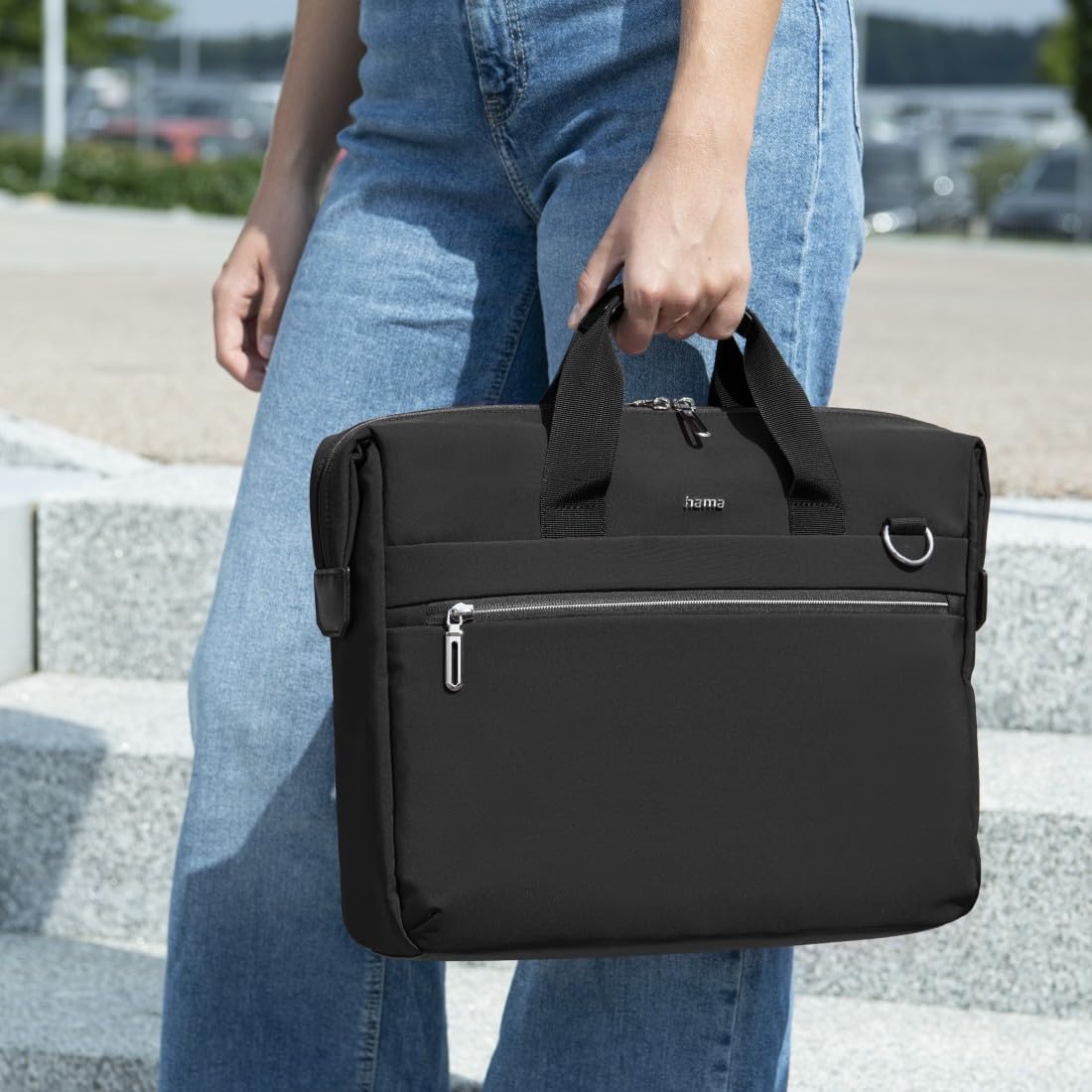 Hama | Maletín para portátil 13,3 pulgadas (funda protectora ordenador resistente acolchada compartimento tablet 12,9 bolso portátil 14,1 pulgadas bandolera ajustable ligera trabajo 10 litros) negro