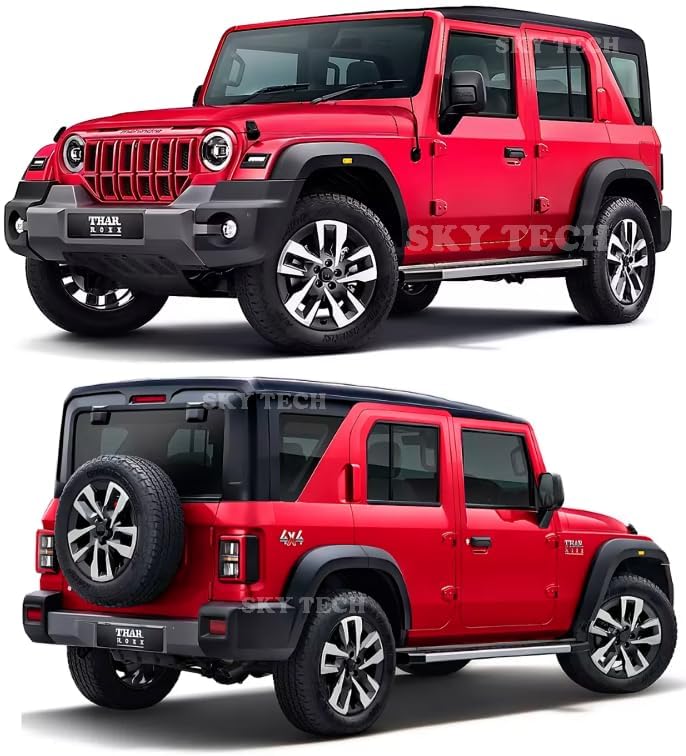 Image of Mahindra Thar Roxx Jeep SUV Car 1:28 Scale Model Car Exclusive Alloy Metal Pull Back Die-cast Diecast Metal Pullback Toy Openable Doors & Light Music Best Gifts Kids【Colors as Per Stock 】