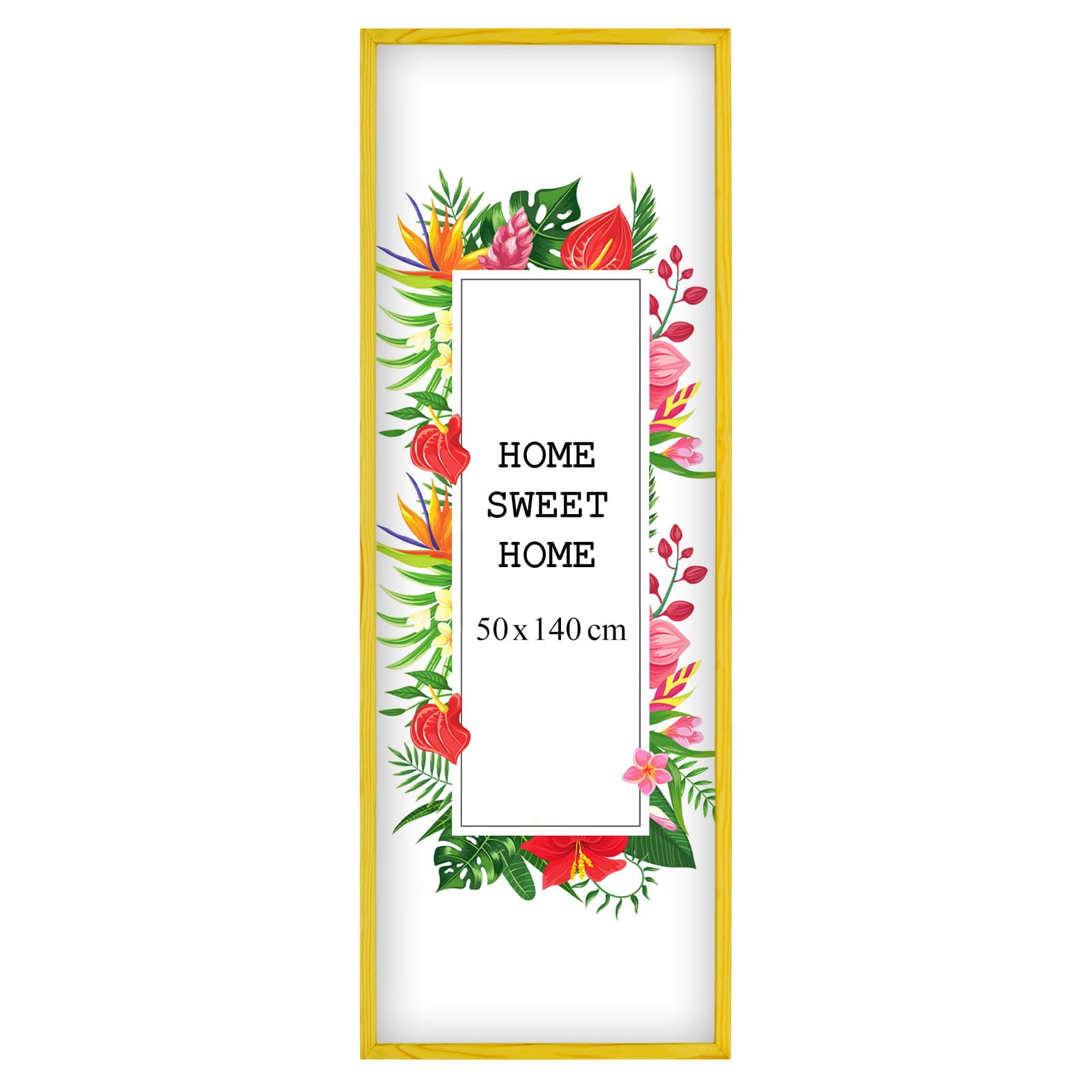 MG Design Yellow Wooden Photo Frame 19.7 x 55 in (50 x 140 cm) – Shatter-Resistant Acrylic Glass – Wall Mount Portrait & Landscape