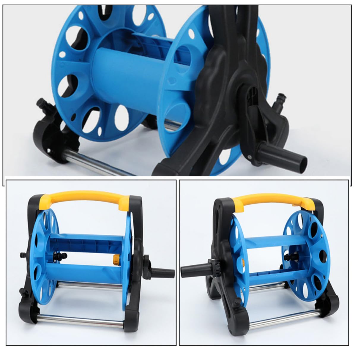 SHINEOFI Carrete de Manguera Independiente Azul para Jardín Material Pp Resistente al Desgaste y Diseño Que Previene Enredos, Adecuado para Patio y Almacenamiento