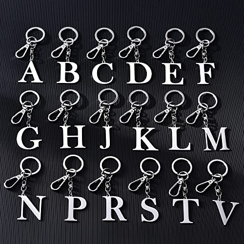 Hongeely Initial Letter Key Chain Silver For Men Women Bright 304 Stainless Steel Alphabet Keychain Ring For Girls Boys (Silver Letter A) #TOP2