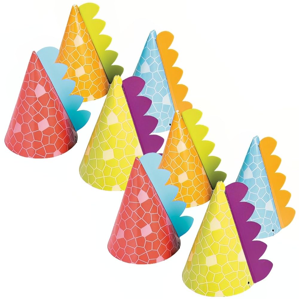 Fun Express Partyhüte mit Dino-Motiv (8 Stück) für Geburtstag, Kleidungszubehör – Hüte – Partyhüte – Geburtstag – 8 Stück