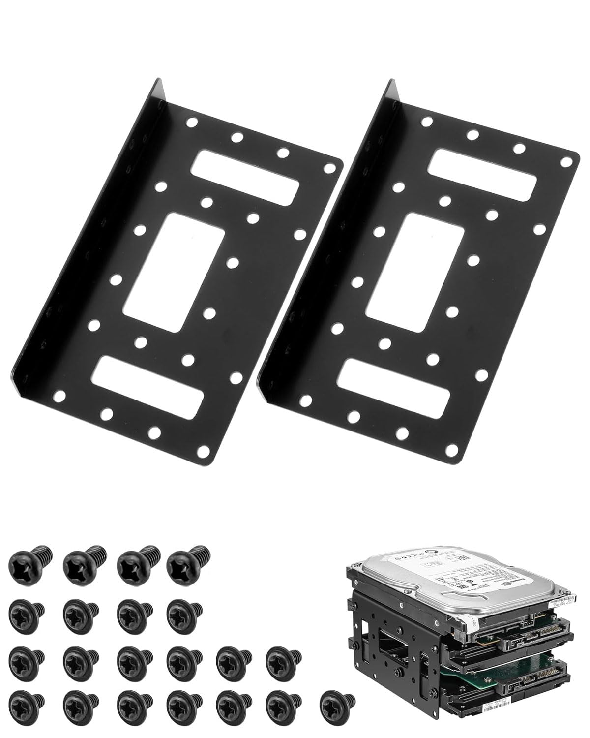 2 pezzi Telaio di Montaggio per Dischi Rigidi da 2,5" Adattatore da SSD a 3,5" Telaio Rimovibile di Montaggio Staffe Guide Incluse Viti