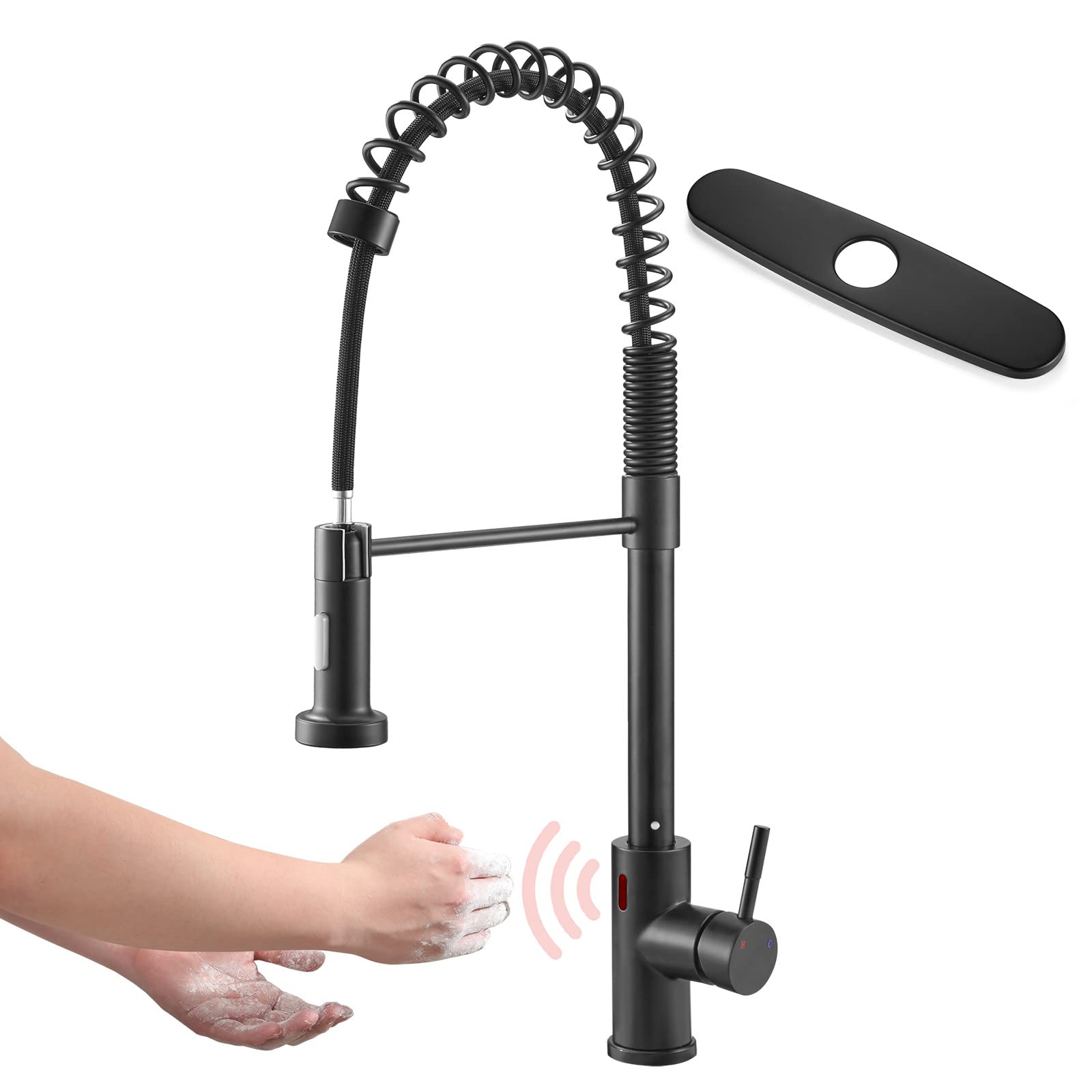 Matte Black Touchless Kitchen Faucet, Smart Sensor Kitchen Sink Faucet