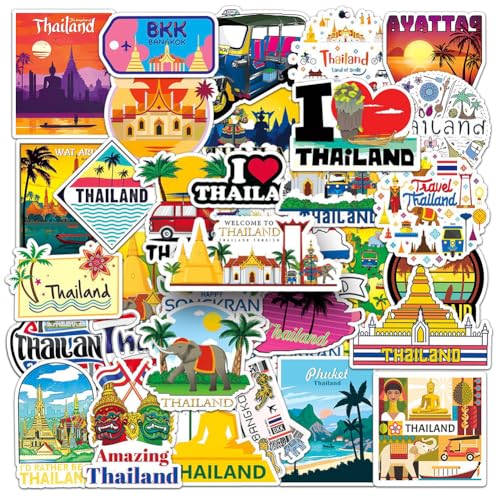 50Pcs Thailand Travel Stickers|Sawatdee Ka Waterproof Vinyl Decal...