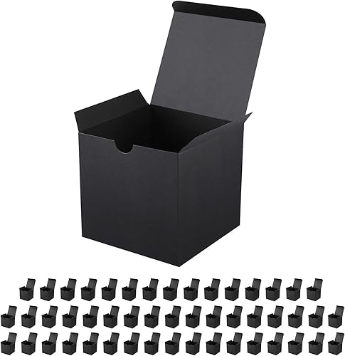 Miniatura 1 de JINMING 50 cajas de regalo pequeñas de 4 x 4 x 4 pulgadas, cajas de regalo con tapas, cajas de regalo negras mate a granel para el día del padre,