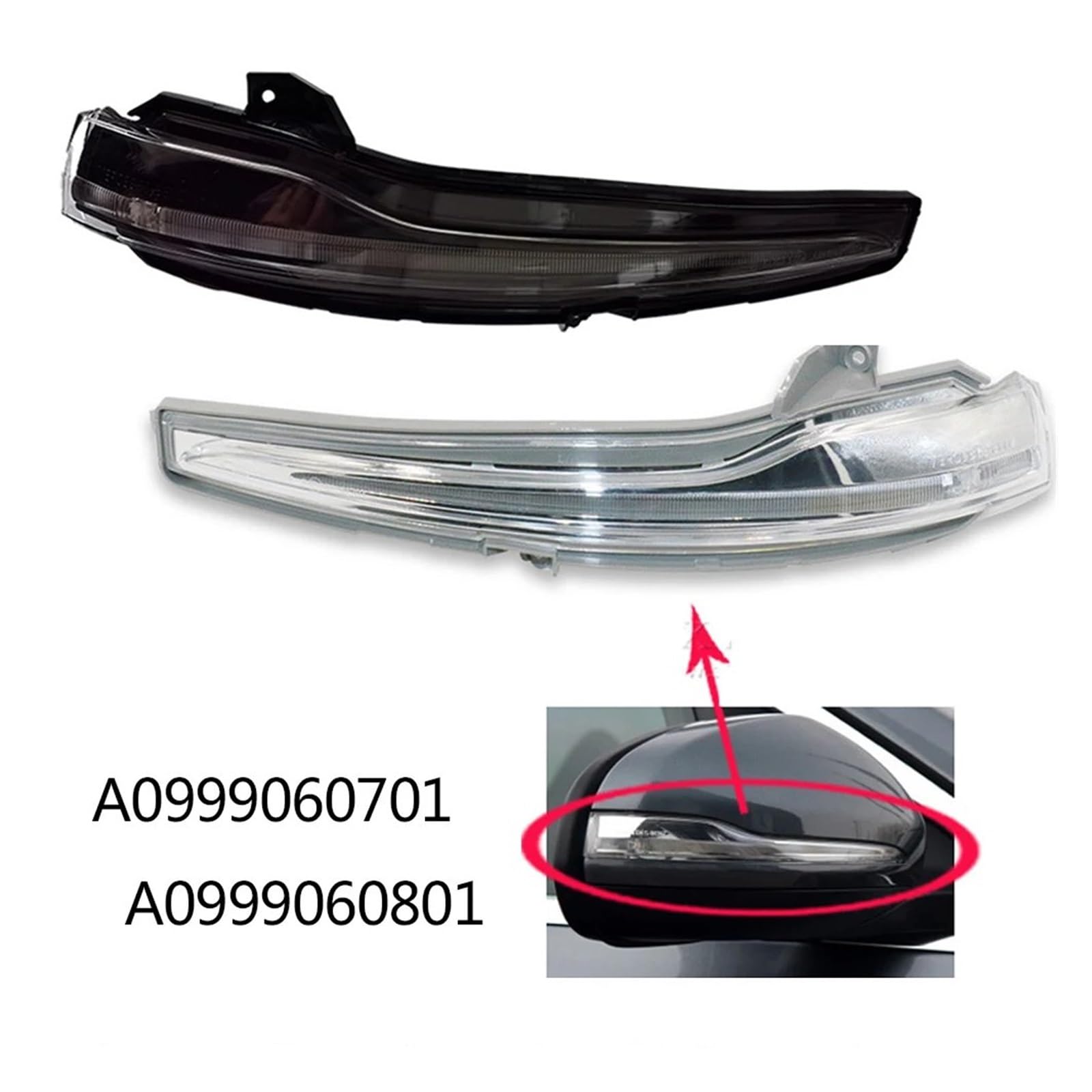 Luce Indicatore Per Specchietto Mercedes W205 W213 W222 – Bianco, Lato Sinistro, Sostituisce A0999060801 E A0999060701, Impermeabile E Antiurto