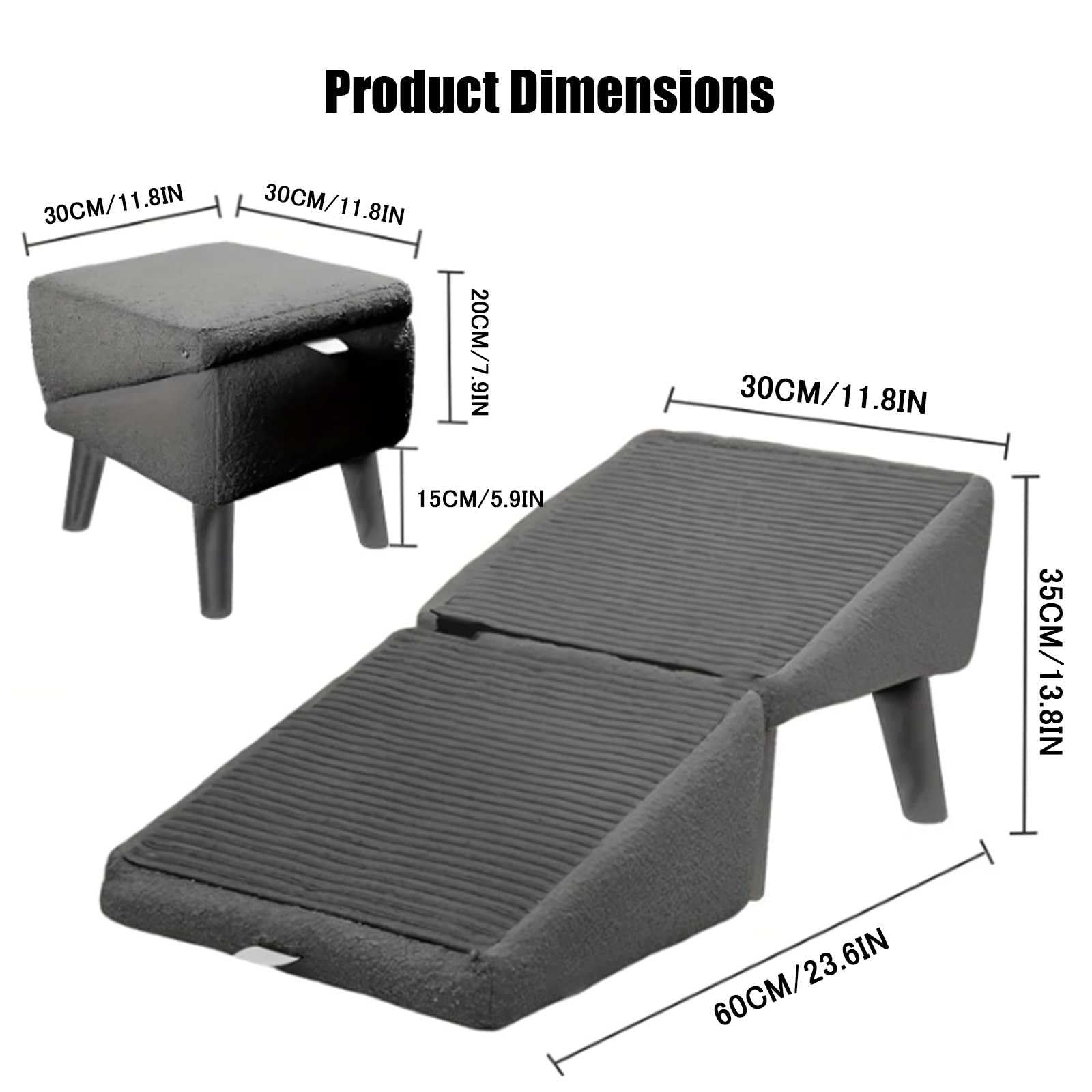 Sgabello ottomano per cani, rampa 2 in 1 divisa per cani, altezza 35,1 cm, sedia pieghevole per cani, rampa ottomana per letto, rampa per cani, scale per artrite, cani anziani di piccola