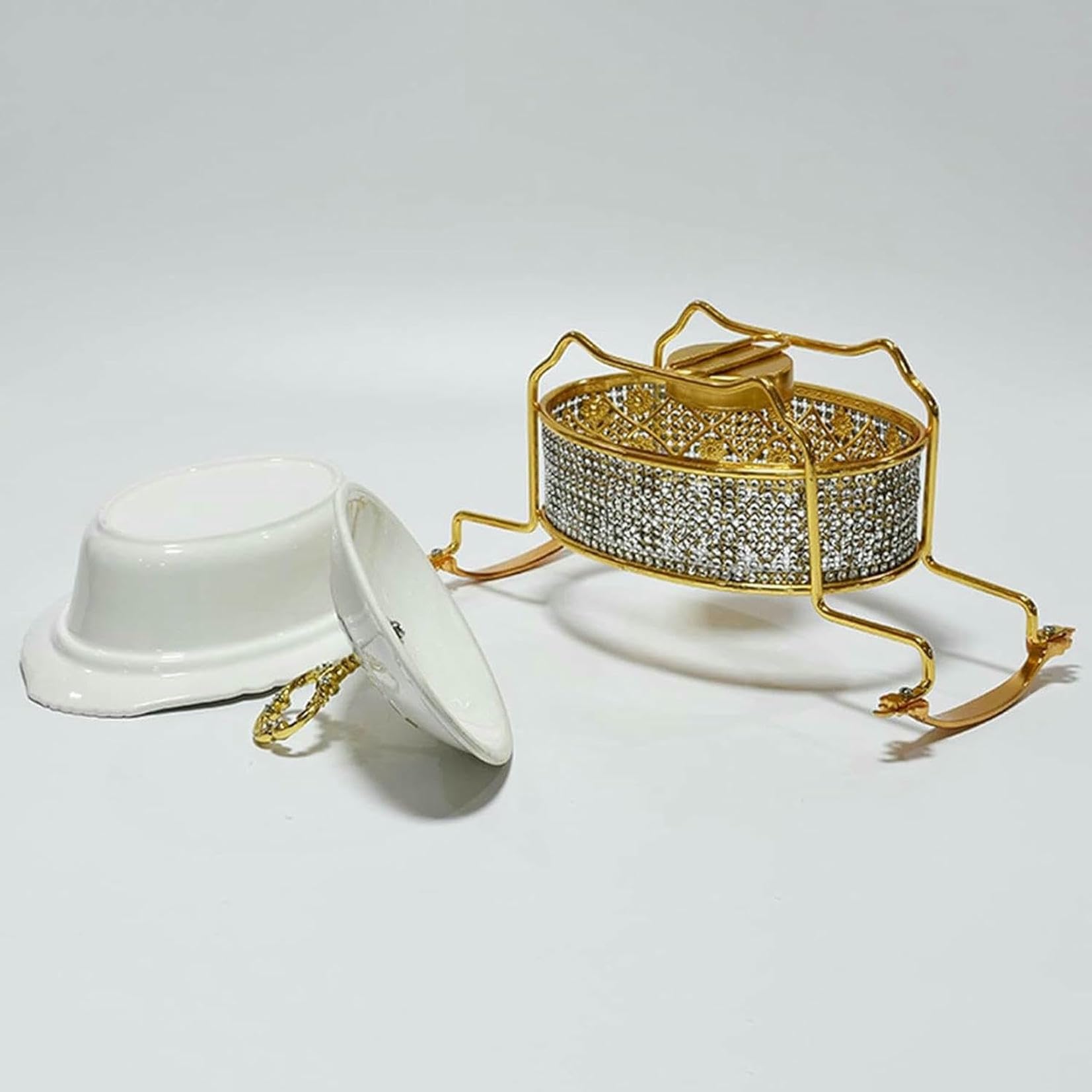Set di Buffet in Ceramica con Riscaldamento A Fornello E Piattaforma, Grande, con Decorazione di Diamanti, Ideale per Buffet, Ristoratori, Cucine E ~/