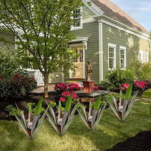 Jesokiibo 2Pcs Tequila Rustic Sculpture Diy Metal Agave Plant Home Decor Rustic Hand Painted Metal Agave Garden Ornaments Outdoor Decor Figurines Home Yard Decorations Stakes Lawn Ornaments (Style 3) #TOP3