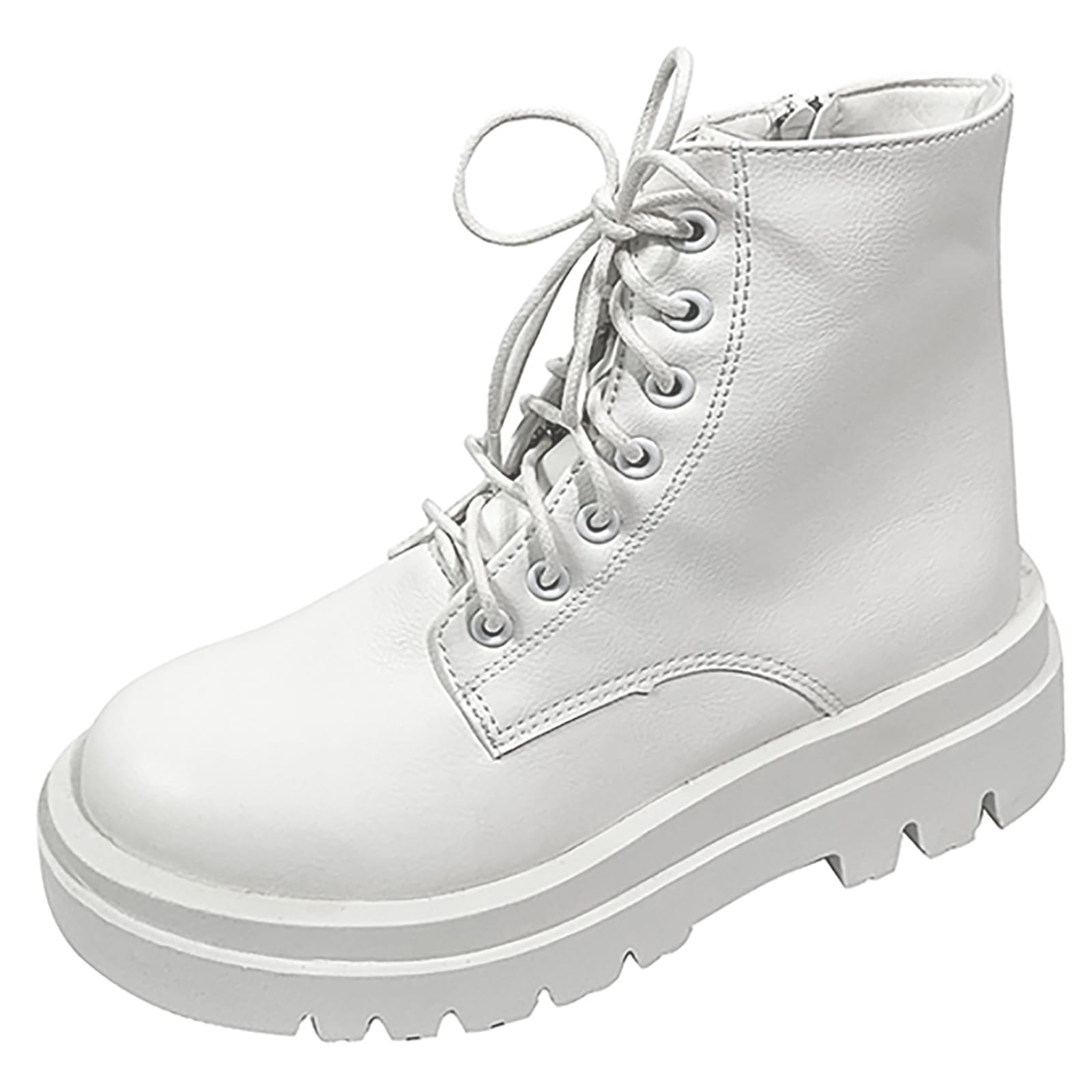 Bottines Militaire Femme Hiver Lacet Talon Carré Boots Ranger Chaussures