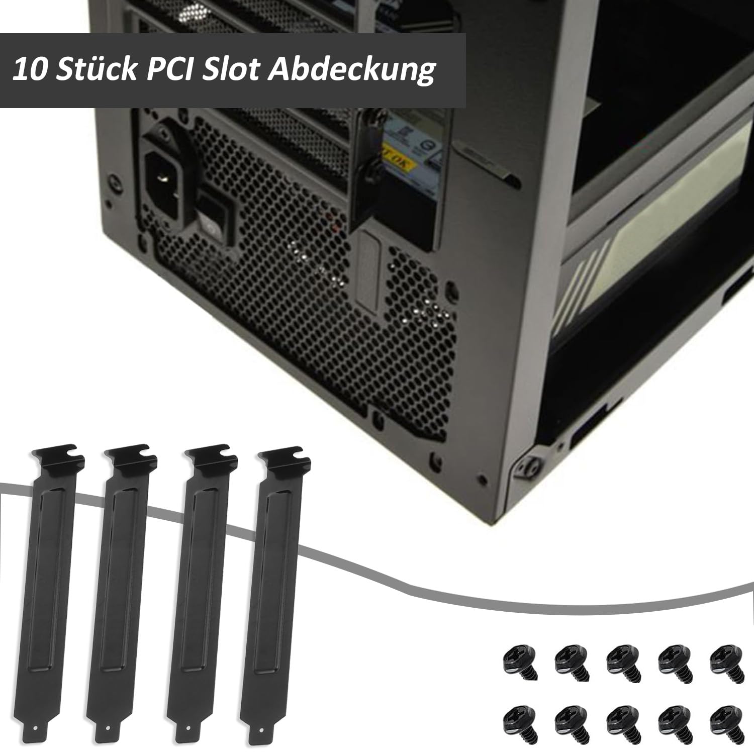 Copri Slot PCI, Confezione da 10 Copri Slot PCI, Piastra di Copertura del Filtro Antipolvere in Acciaio Duro Perforato, Con Viti, Nero