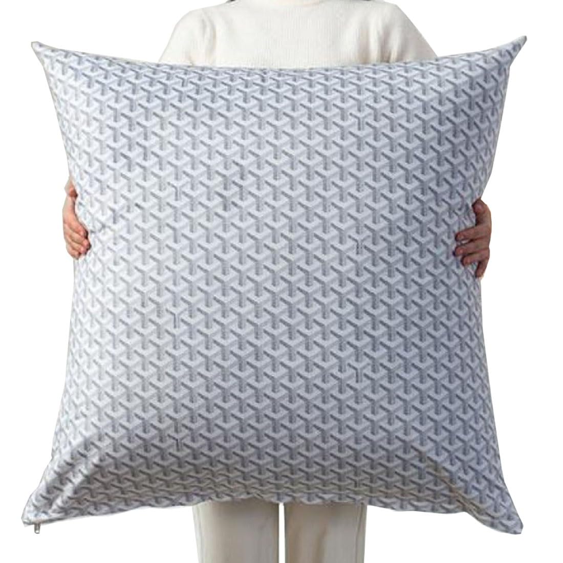 Square Extra Large Cushion Covers 70x70,80x80cm,Super King Size Pillow Cases Soft Throw Pillow Cover with Invisible Zipper Decorative pillowcases for pillows Sofa(Color:Silver Gray,Size:65x65 cm (1PC)