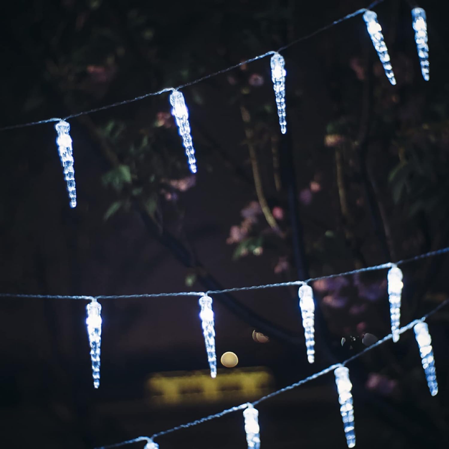 Spetebo Catena Luminosa A Ghiaccioli LED Bianco Freddo – 20 LED, 285 Cm, Con Timer E 8 Funzioni, Per Esterno