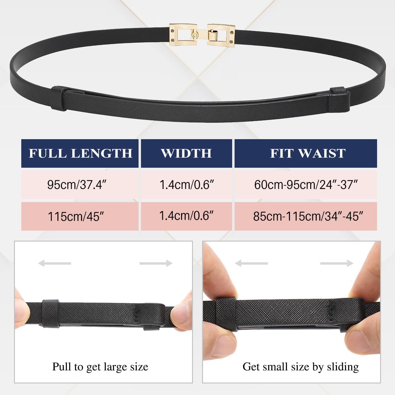 Glamorstar Skinny Belts for Women Thin PU Leather Waist Belt with Gold Buckle for Dresses - Image 6