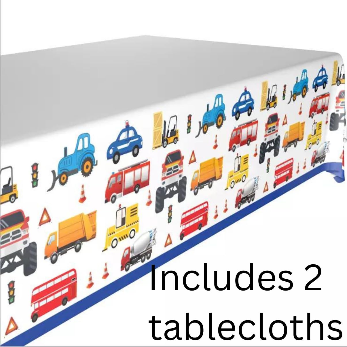 Construction Party Tablecloth, Pack of 2, Car Themed Party Table Cloths, Monster Truck Party Table Covers - Image 4