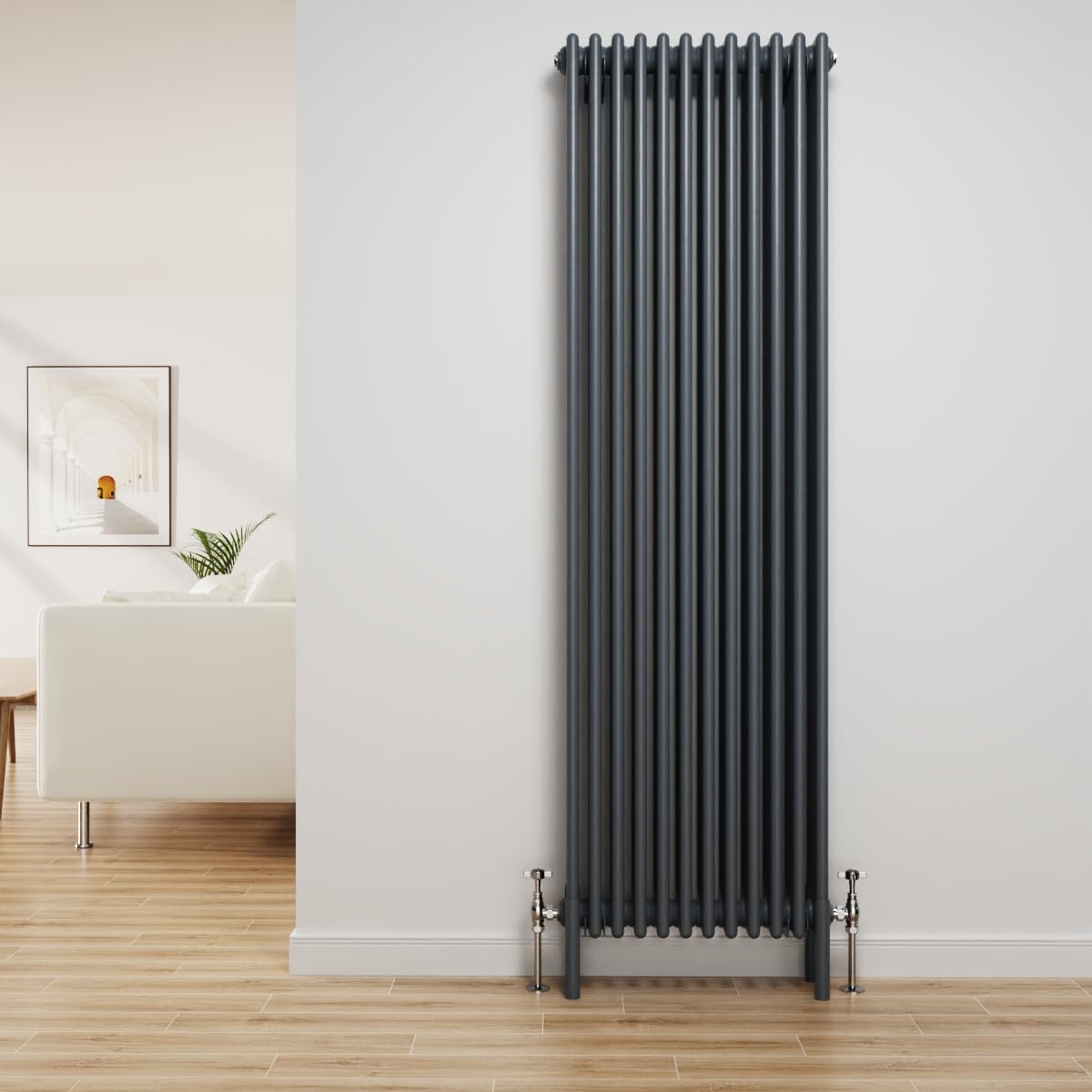 Nrg Anthracite Traditional Radiator Cast Iron 4 Column Vertical Central Heating Bathroom Radiators 1800X560mm