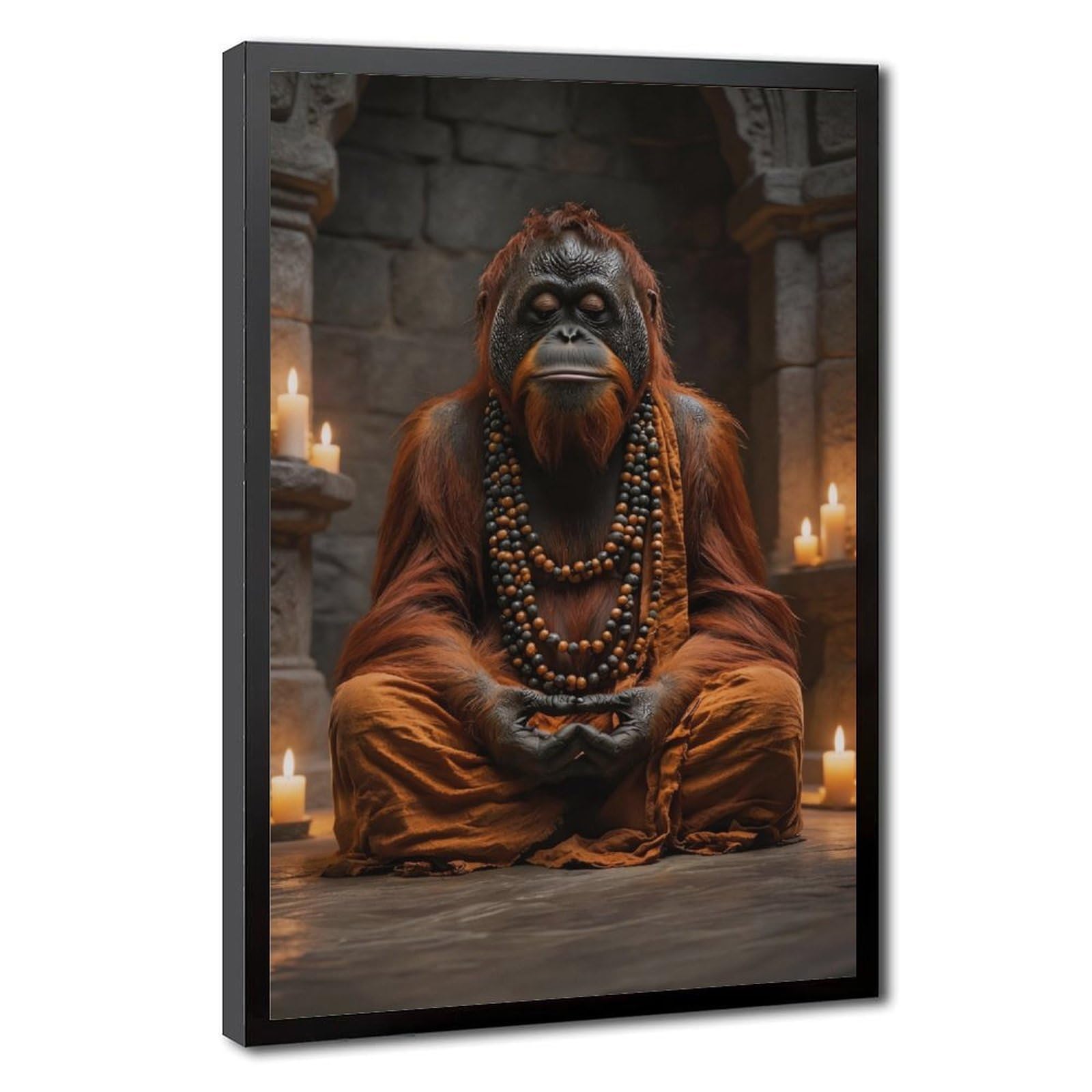Bareronor Zen Ape Meditating Canvas Poster for Bedroom Decor Gift