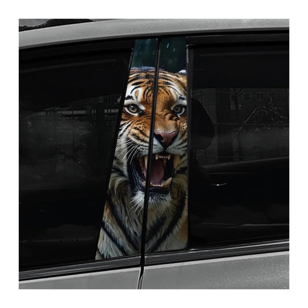 Decorative Items 2PCS Auto Center Pillar Sticker Tiger Waterproof Car B-Pillar Vinyl Decals(E)