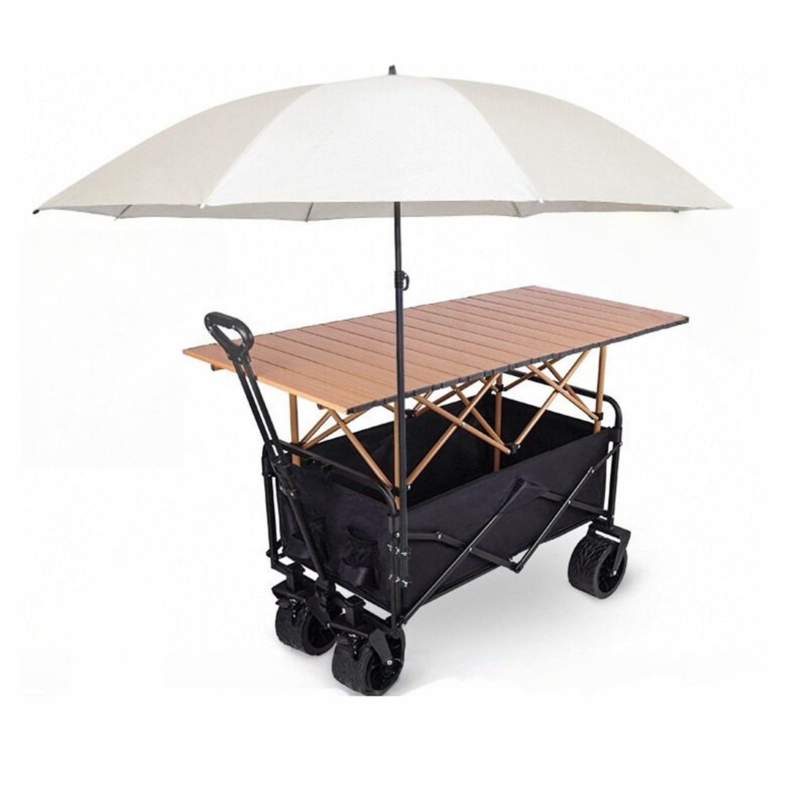 Carrello pieghevole con ruote, espositore portatile per alimenti, per mercati, eventi all'aperto, campeggio e tailgating, design robusto, facile da trasportare, versatile