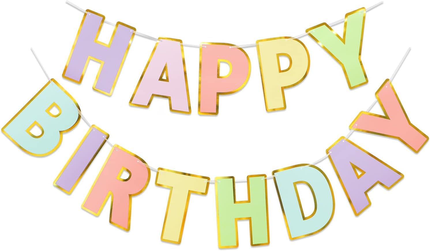 Pastel Macaron Happy Birthday Banner, 9ft Pre-Strung No-Assembly Decor, Ideal for Girls, Boys, Adults & Pet Birthdays, Versatile Wall Decor for All Celebrations (Macaron A) — image 1