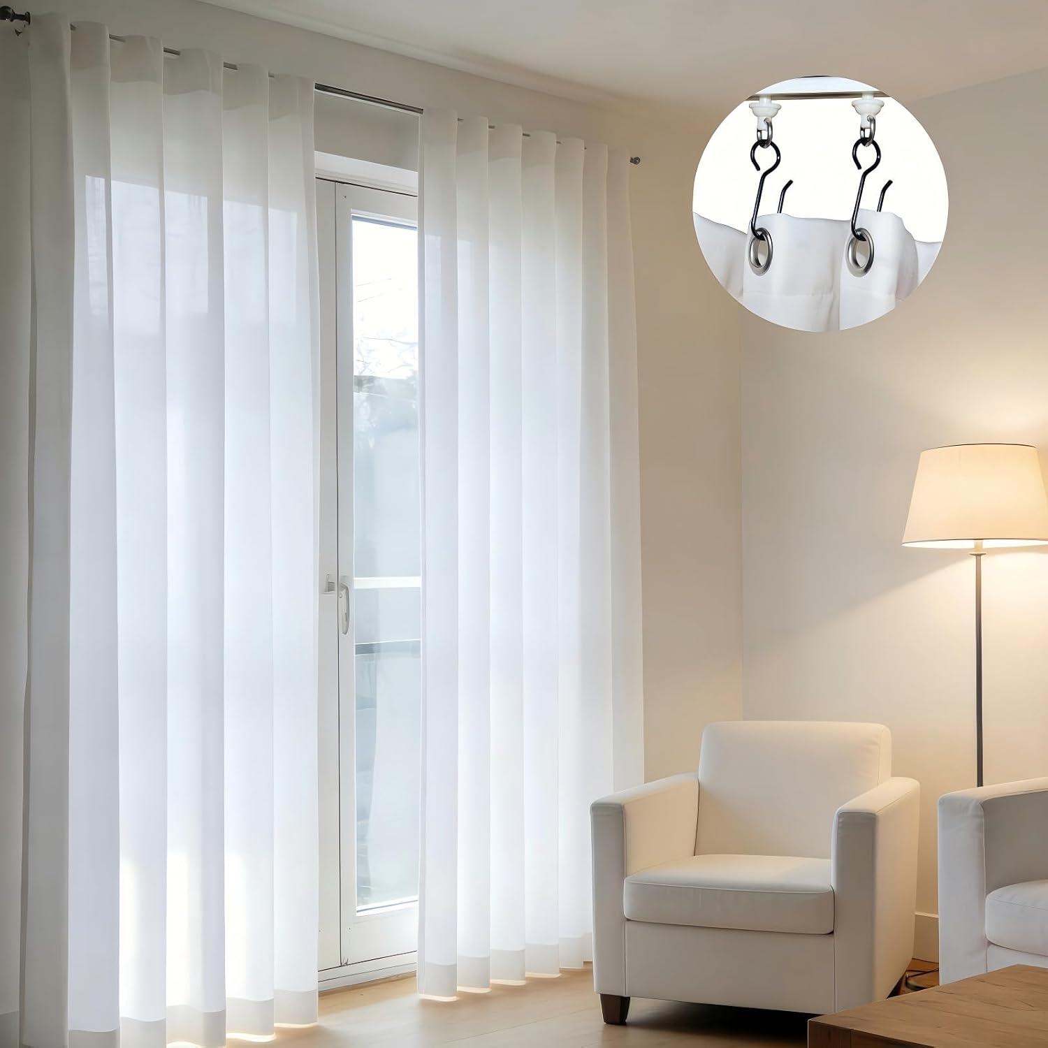 Metal Curtain Track Hooks Mini S Shaped Drape Wire Hooks for Ceiling Drape Track (Black)(80PCS) image 5