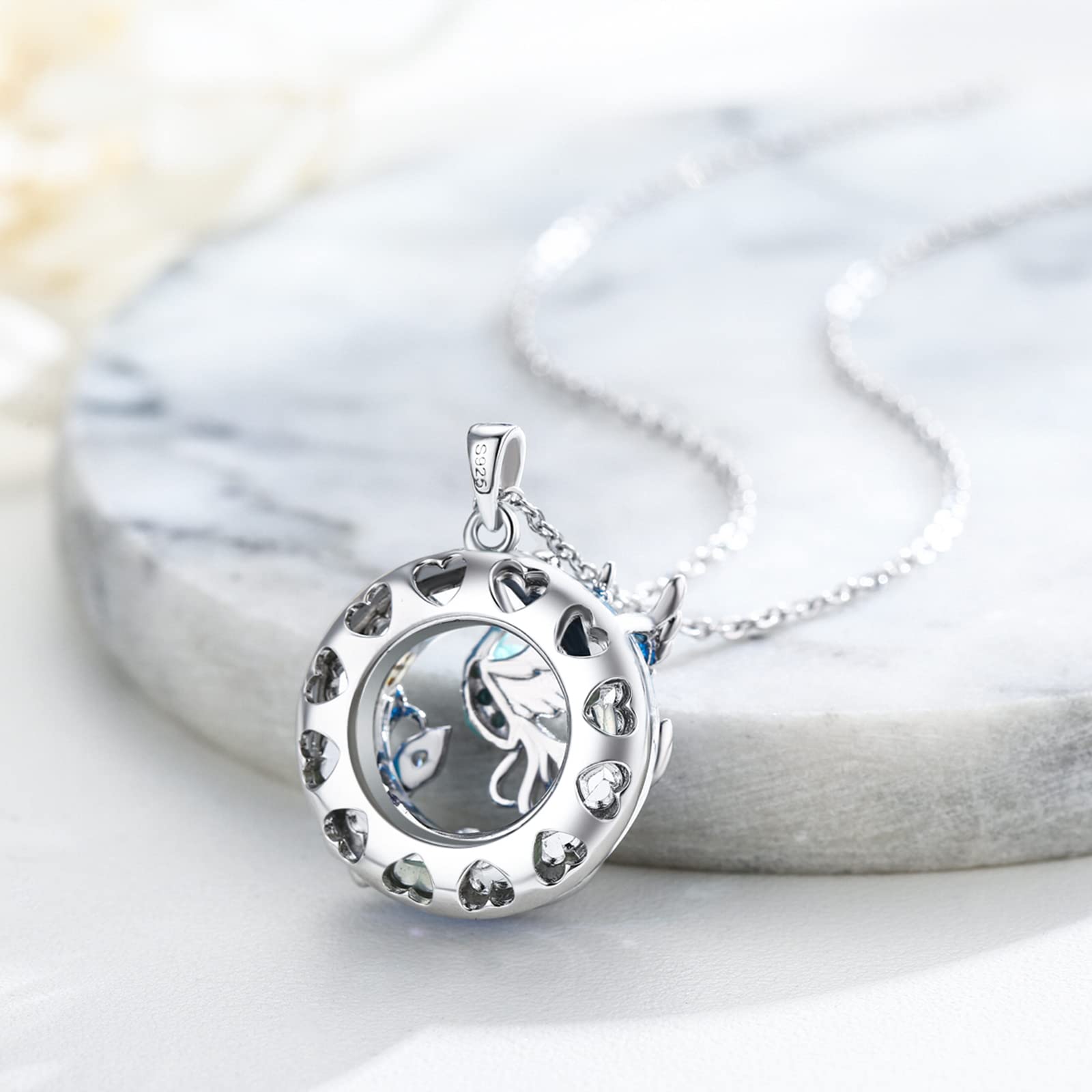 Collana Fenice da Donna, Pendente Fenice con Cristalli Austria Argento Sterling 925 Nirvana Phoenix Gioielli Regali per Natale Compleanno