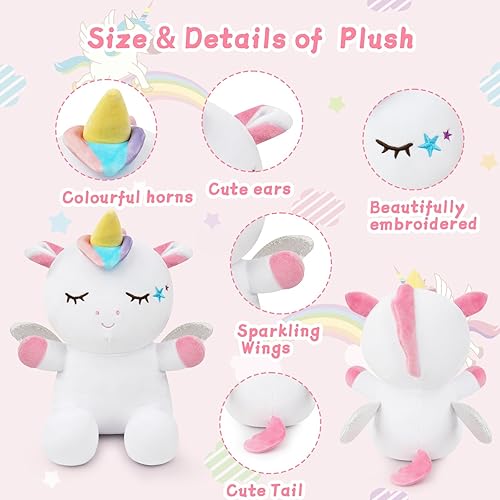 Miniatura 3 de JEROKUMI Almohada de felpa de unicornio, animales de peluche de unicornio de 11 pulgadas, lindas almohadas de unicornio para niños, animales de