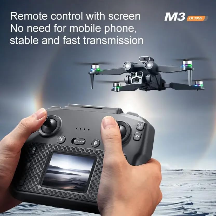 Image of M3 Ultra Drone with Gimbal Camera & Remote Screen | Easy-Control for Kids & First-Time Flyers | Stable Flight, One-Key Takeoff, Foldable Beginner Drone