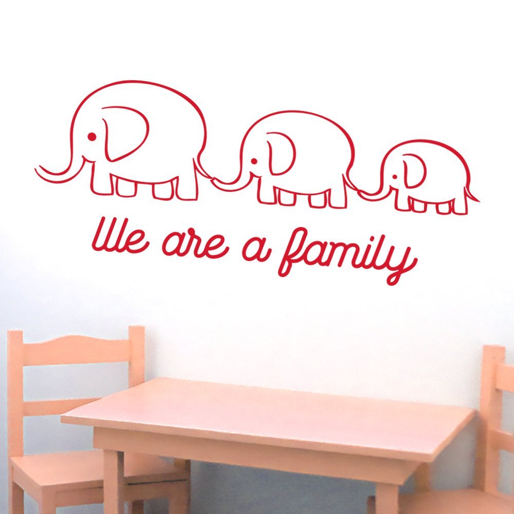 Sticker enfant elefantitos rouge celebrant l amour familial pour decorer son nid douillet