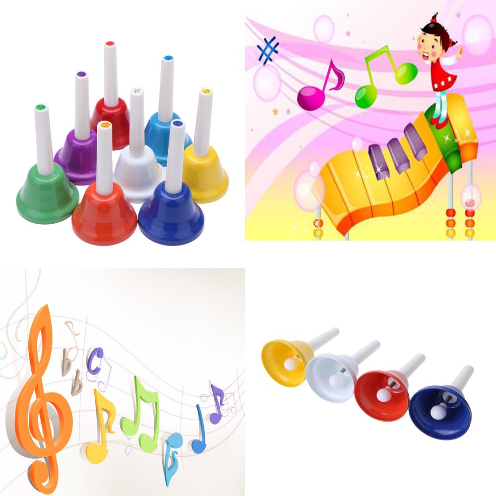Btuty 8 Nota Handbell Campanellini Strumento a Percussione Mano Bell Métallique Colorato Musicale