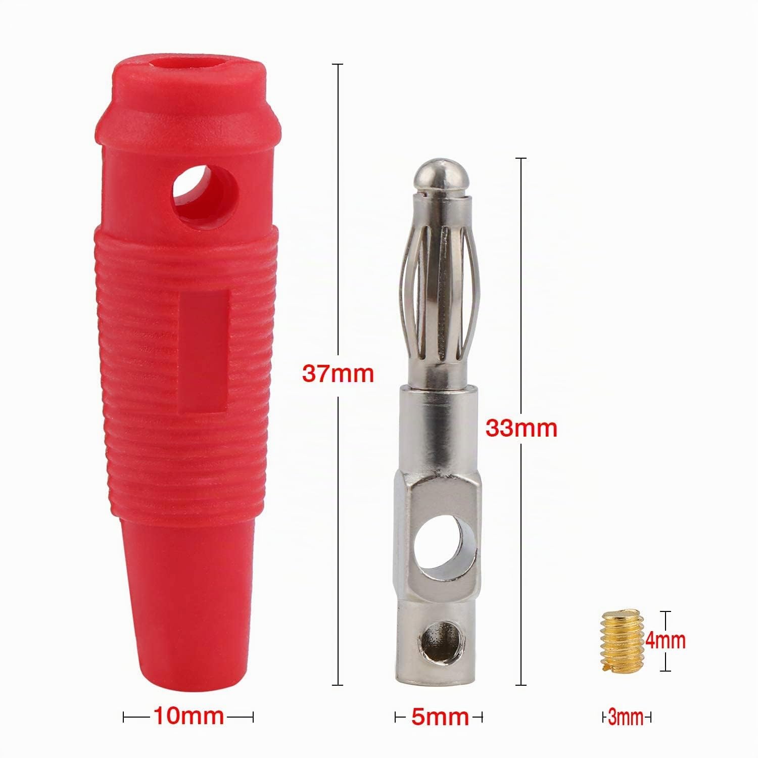 RUNCCI-YUN 30pièces fiche Banane,4mm fiche Banane, fiche Enceinte Audio Haut Parleur Connecteur,pour raccorder Les Enceintes HiFi, amplis, ampli-Tuners et chaînes stéréo Noir Rouge