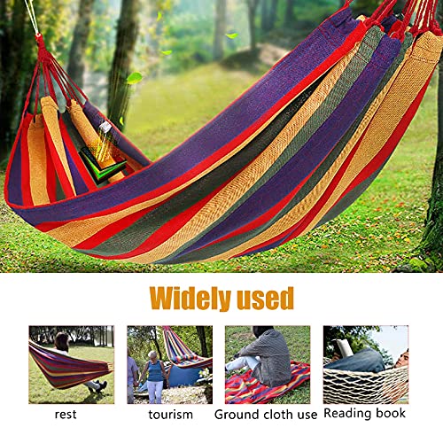 2 Person Outdoor Camping Swing Hanging Bed Canvas Hammock Portable Beach Swing Bed Tree Hanging Suspended Outdoor Indoor Bed Red / Blue (Red) #TOP3