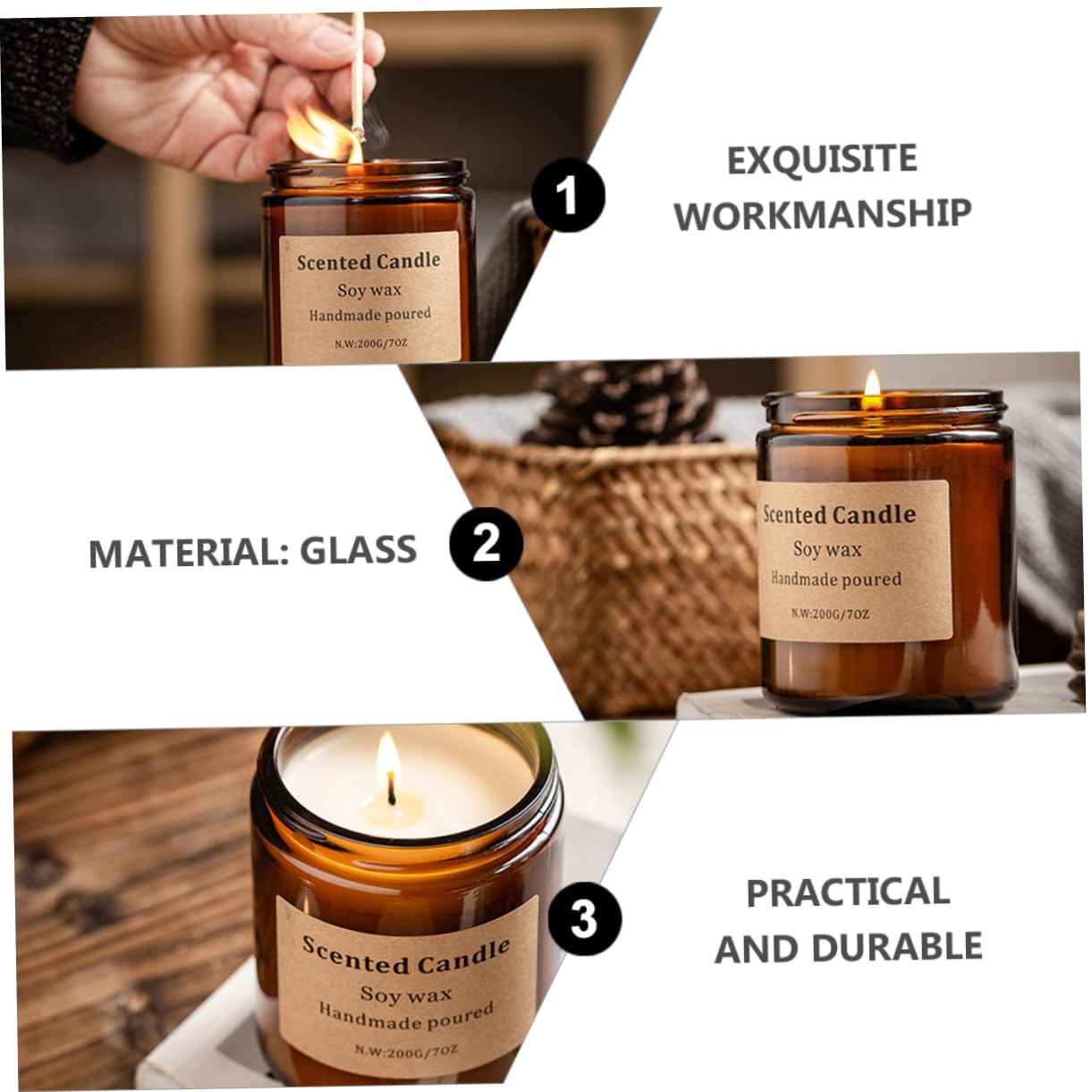 Vela de Aromaterapia de Cera Natural 200g en Vidrio