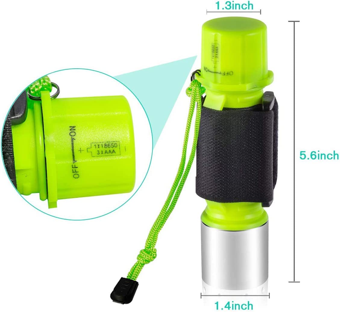 Lampe de Plongée Etanche, 1100 Lumens Lampe de poche, Torche de Plongée Professionnelle, étanche IPX8, Blanc Chaud Plongée Torche