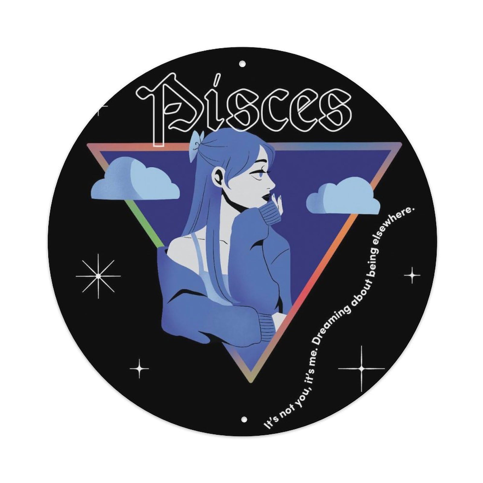 Constellations Poster Pisces Zodiac Signs Vintage Metal Tin Sign Plaque Wall Decor for Cafe, Club, Garden Round Metal Poster 8x8Inch
