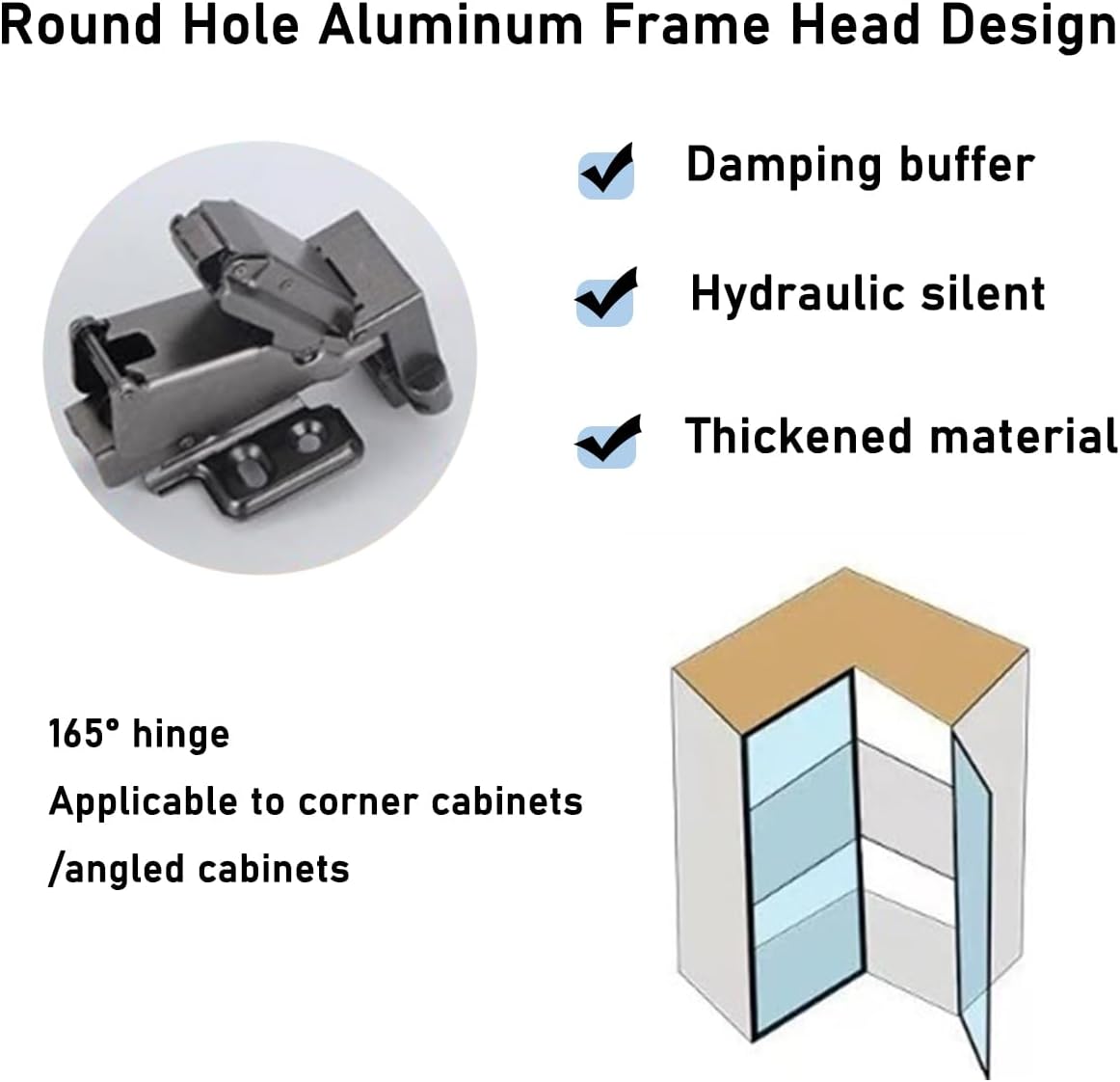 キャビネットドアヒンジ フルオーバーレイ 油圧式キャビネットドアヒンジ 特別大型アングル厚ドアパネルヒンジ 家具/キッチン/ショーケ