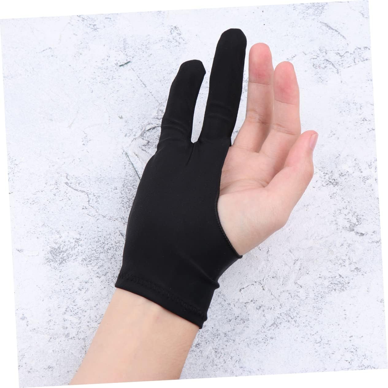 OHPHCALL 2pcs Two Finger Curved Artist Drawing Gloves Anti-Sweat Breathable Sketching Gloves for Tablet and Painting Black