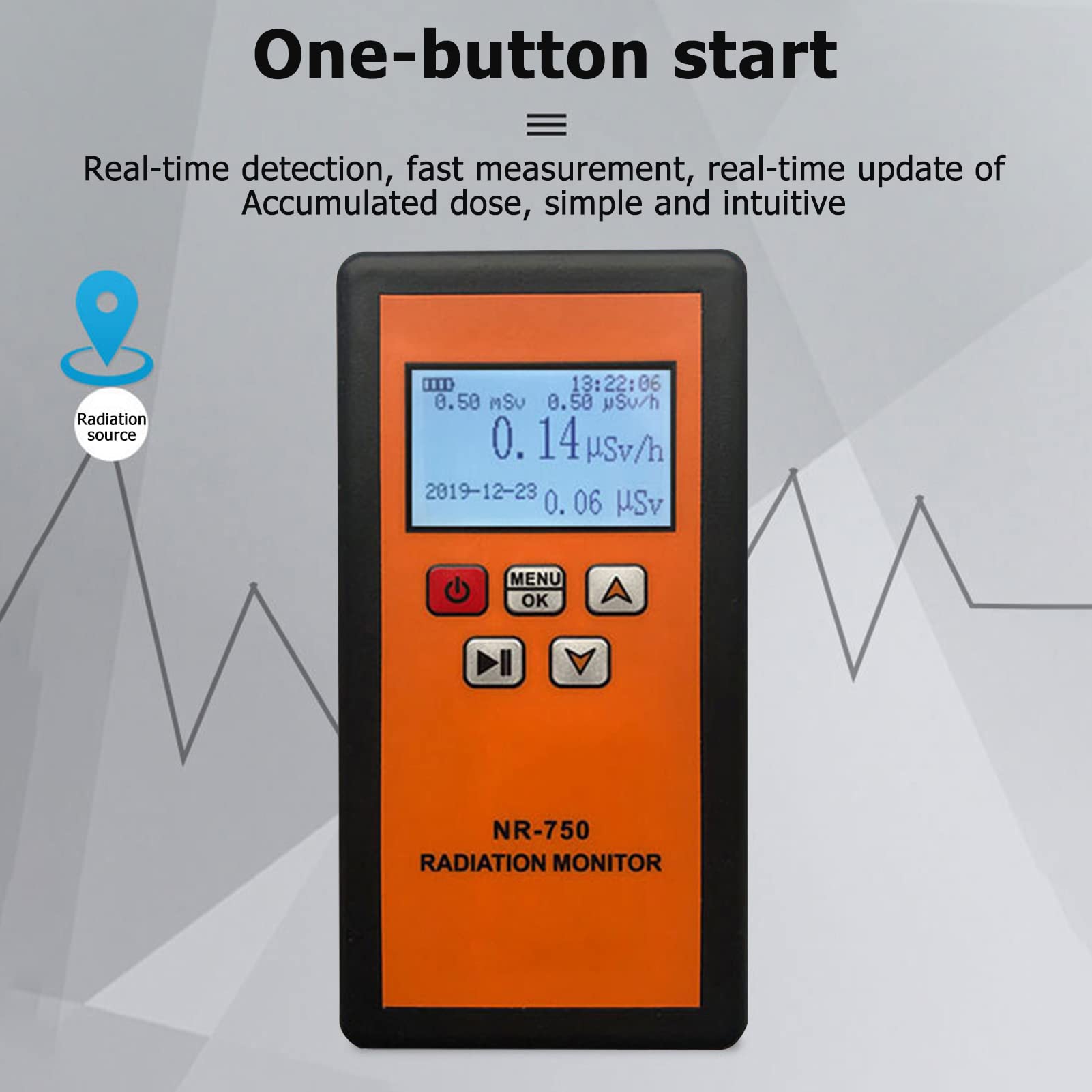 Jadeshay Detector de Radiación Nuclear Contador Geiger,Portátil Digital Dosimeter de Alta Sensibilidad Beta X-Ray y Y-Ray Monitor con Pantalla LCD Grande