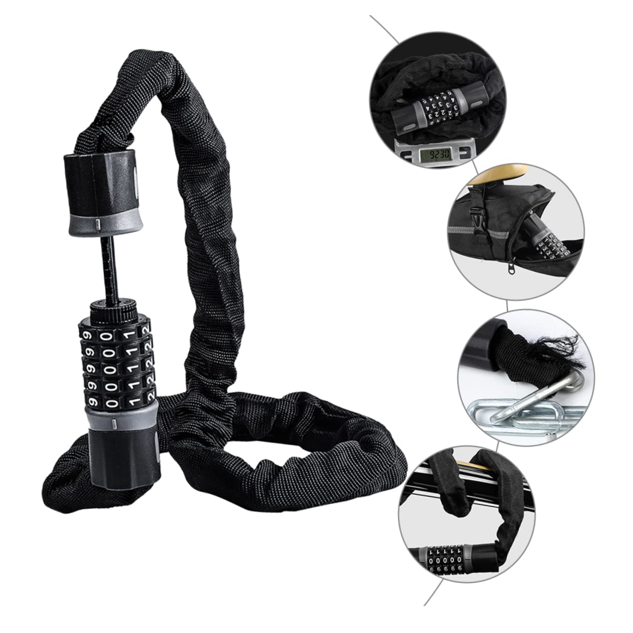 HANABASS 1pezzi Lucchetto Per Bici Catena Lunga Robusto Lucchetto Di Sicurezza Antifurto Durevole Di Furti Per Mountain Bike e Moto