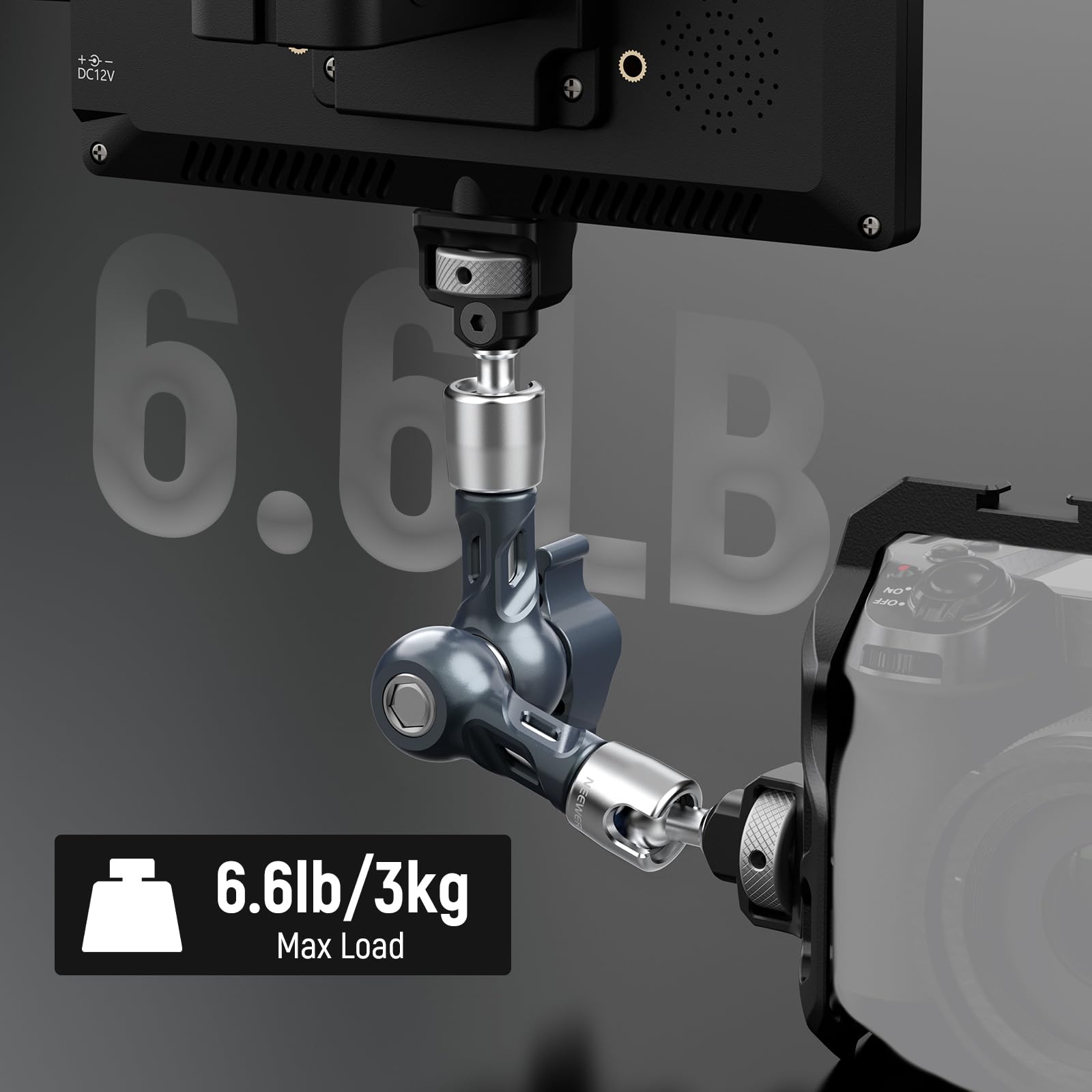 NEEWER Magiczne ramię przegubowe, mocowanie monitora kamery z głowicami kulowymi, śruby 1/10.2 cm, do lustrzanki cyfrowej, kamery fotograficznej, lampa wideo, kompatybilna z SmallRig Cage Rig