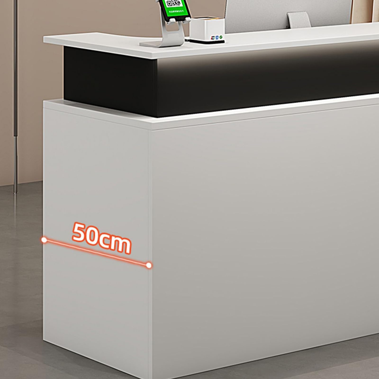 Bancone Reception,bancone Reception Centro estetico,Tavolo bancone for Ufficio,Tavolo Cassa,Dotata di luci LED,Piccolo banco Reception,con Cassetto della Tastiera(J,120cm/47.2in)