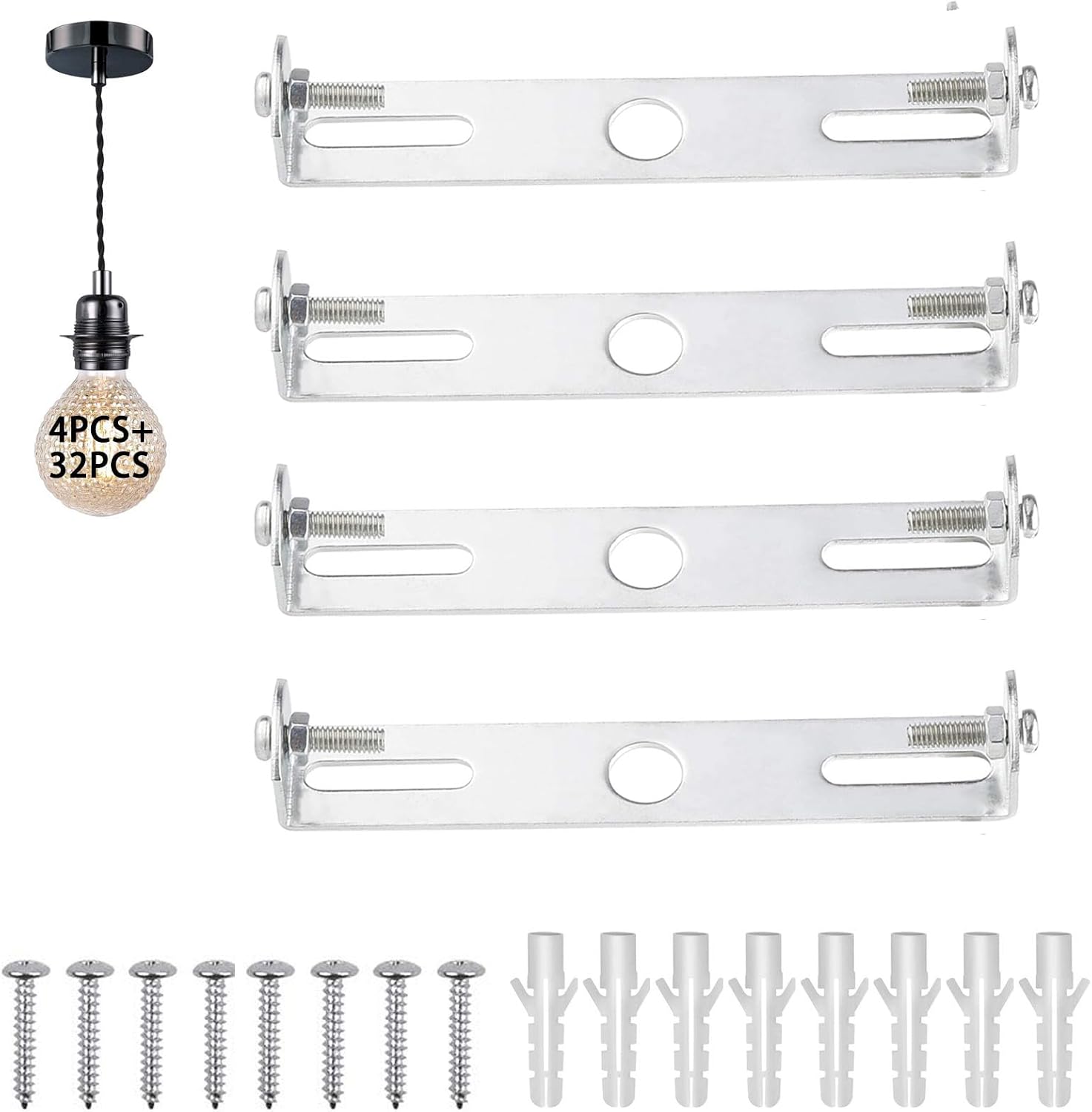 Rybtd Pack of 4 Ceiling Light Bracket 105 mm Pendant Light Fixing with Screws Accessories for Chandelier Lighting Suspension [Energy Class A]