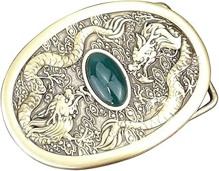 MAKEN Real Jade Decorative Male Pure Copper Belt Buckle Accessories for 3.7cm-3.9cm Smooth Belts (Gold)