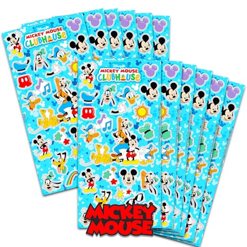 Mickey Mouse Party Favor Set ~ Bundle of a 12 Pack Disney Sticker Sheets for Kids Birthday Party Goodie Bags | Mickey Decal Party Supplies
