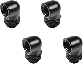 Barrow G1/4" Male to Female Extender Fitting, 90 Degree Rotary, Black, 4-pack