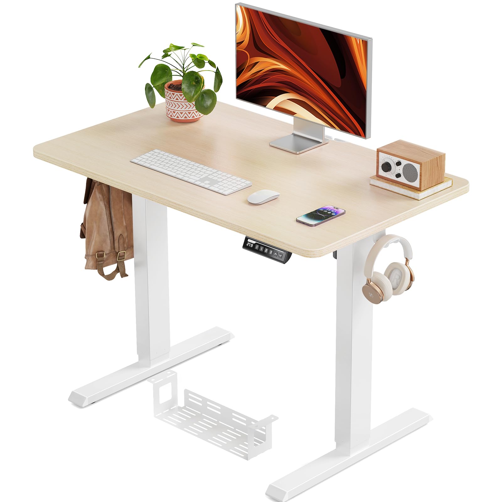 Amazon | ErGear 電動 昇降式デスク 一枚板 スタンディングデスク 幅  