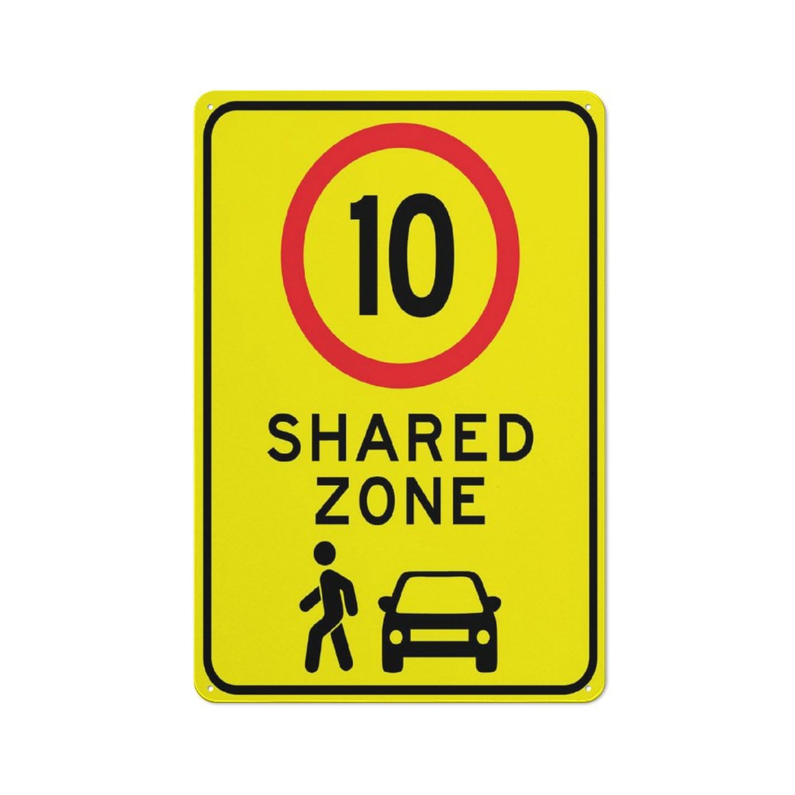 Shared Zone 10Km Bright Yellow Sign For House 12" X 8" Yard Sign, Premium Aluminum, Sun-Proof, Rust-Free