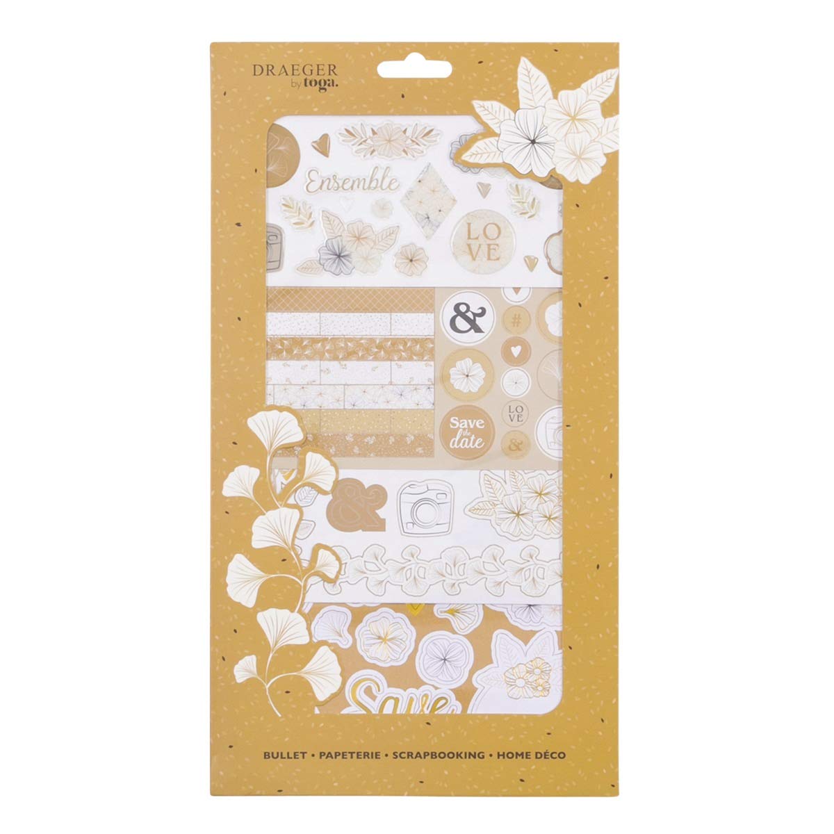 DRAEGER PARIS 1886 Pegatinas, Oro Y Blanco, 17 x 31 cm