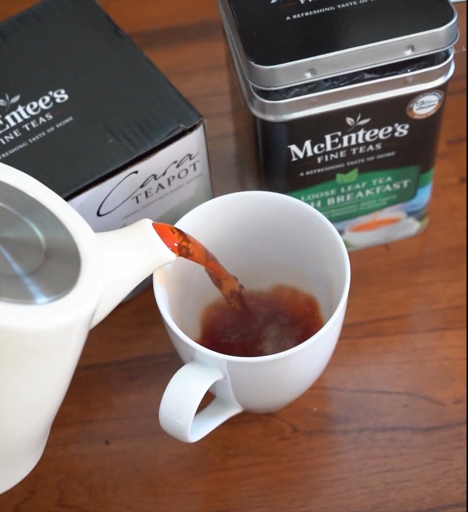 McEntee's Cara - Teiera per Tisane in Ceramica da 510 ml (1-2 Tazze) con Infusore Rimovibile in Acciaio Inox